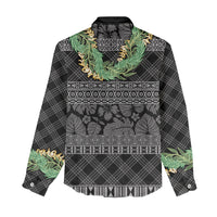 Hawai'i Paniolo Maile Twisted Lei Women Casual Shirt Obsidian Black