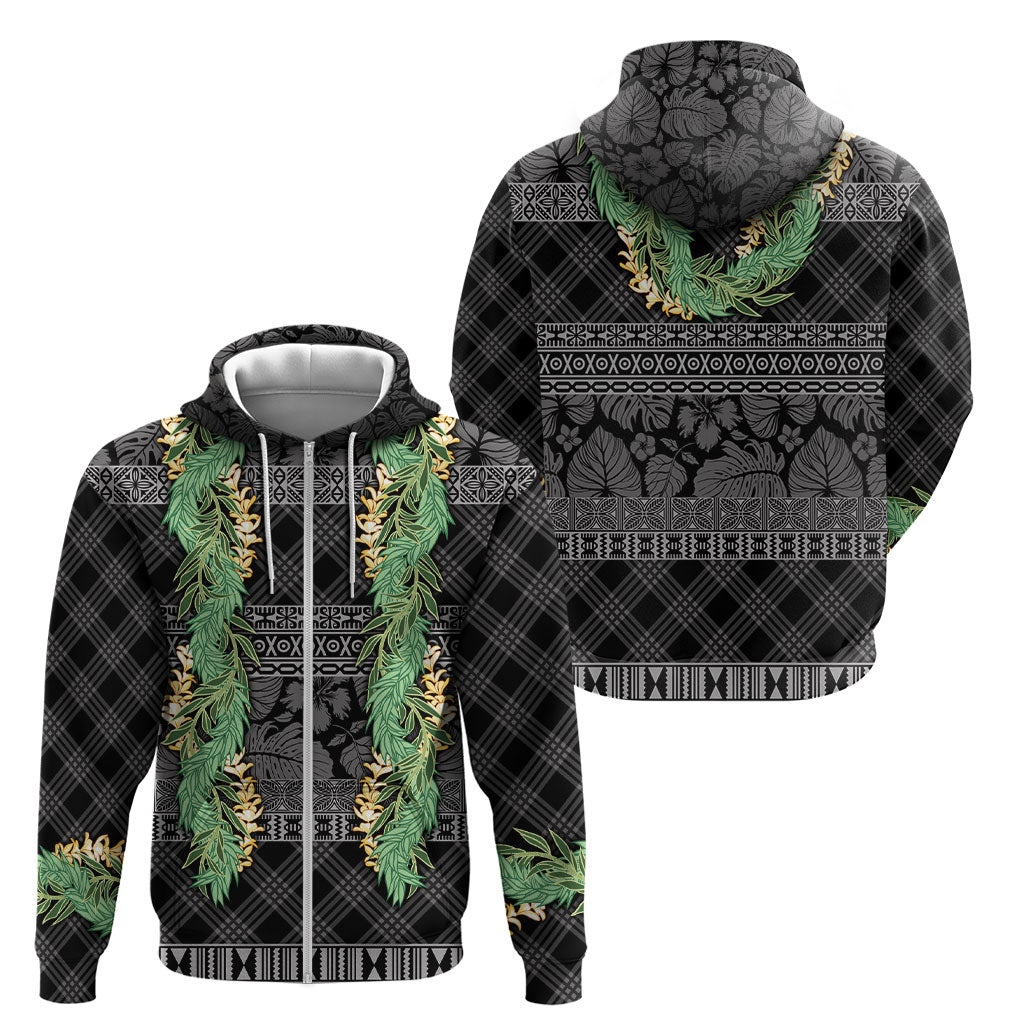 Hawai'i Paniolo Maile Twisted Lei Zip Hoodie Obsidian Black