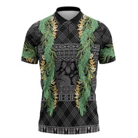 Hawai'i Paniolo Maile Twisted Lei Zipper Polo Shirt Obsidian Black