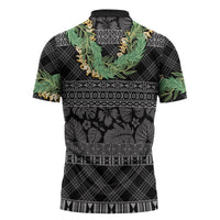Hawai'i Paniolo Maile Twisted Lei Zipper Polo Shirt Obsidian Black