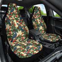 New Zealand Christmas Car Seat Cover Romantic Tui Birds on Pohutukawa - Ivory - Polynesian Pride