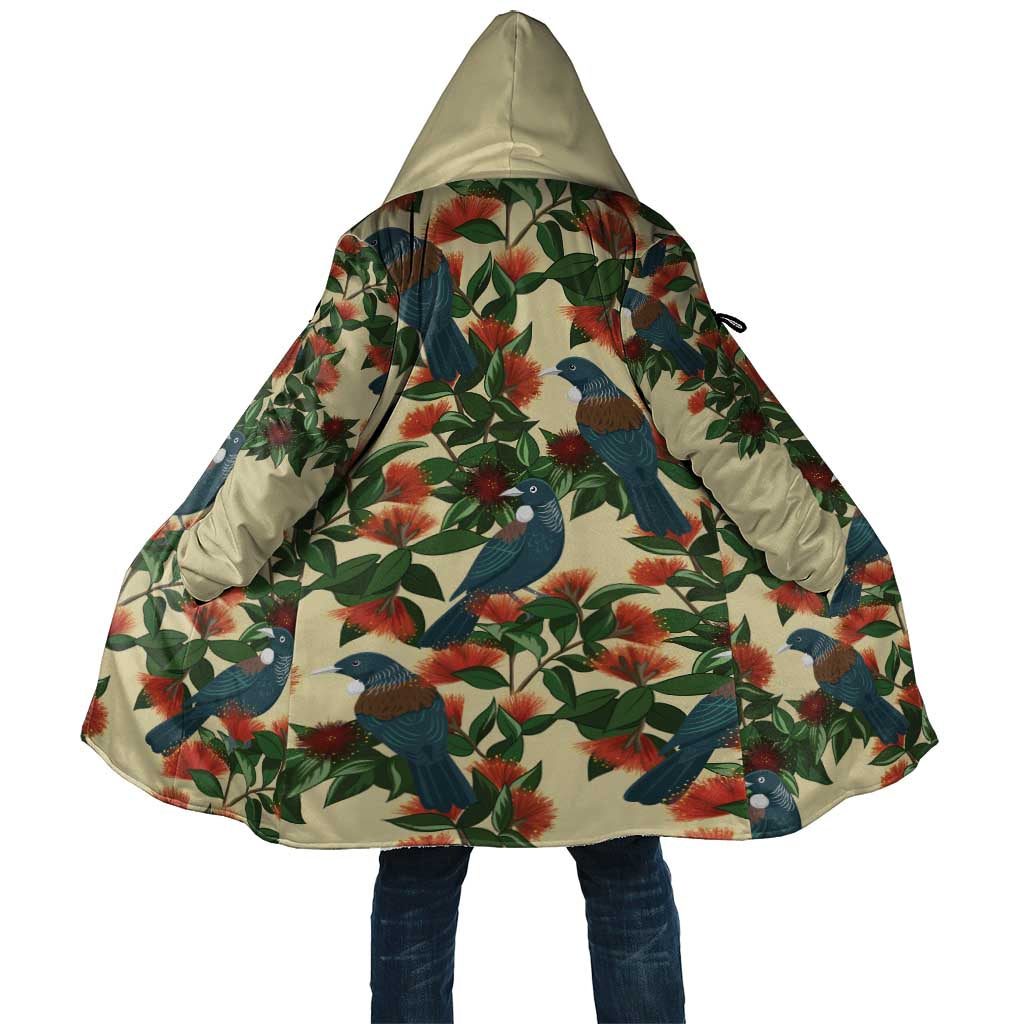 New Zealand Christmas Cloak Romantic Tui Birds on Pohutukawa - Ivory - Polynesian Pride