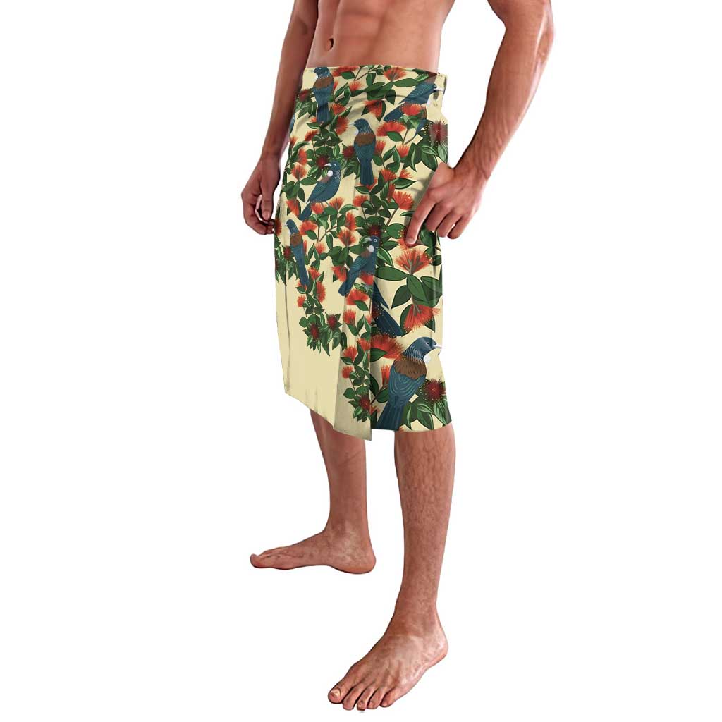 New Zealand Christmas Lavalava Romantic Tui Birds on Pohutukawa - Ivory - Polynesian Pride