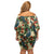 New Zealand Christmas Off Shoulder Short Dress Romantic Tui Birds on Pohutukawa - Ivory - Polynesian Pride