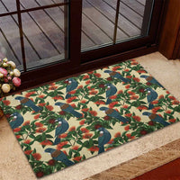 New Zealand Christmas Rubber Doormat Romantic Tui Birds on Pohutukawa - Ivory - Polynesian Pride