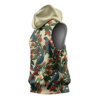 New Zealand Christmas Sleeveless Hoodie Romantic Tui Birds on Pohutukawa - Ivory - Polynesian Pride