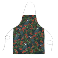 New Zealand Christmas Apron Romantic Tui Birds on Pohutukawa - Cobalt - Polynesian Pride