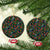 New Zealand Christmas Ceramic Ornament Romantic Tui Birds on Pohutukawa - Cobalt - Polynesian Pride