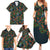 New Zealand Christmas Family Matching Summer Maxi Dress and Hawaiian Shirt Romantic Tui Birds on Pohutukawa - Cobalt - Polynesian Pride