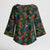 New Zealand Christmas Kimono Sleeve Blouse Romantic Tui Birds on Pohutukawa - Cobalt - Polynesian Pride