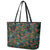New Zealand Christmas Leather Tote Bag Romantic Tui Birds on Pohutukawa - Cobalt - Polynesian Pride