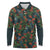 New Zealand Christmas Long Sleeve Polo Shirt Romantic Tui Birds on Pohutukawa - Cobalt - Polynesian Pride