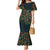 New Zealand Christmas Mermaid Dress Romantic Tui Birds on Pohutukawa - Cobalt - Polynesian Pride