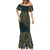 New Zealand Christmas Mermaid Dress Romantic Tui Birds on Pohutukawa - Cobalt - Polynesian Pride
