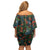 New Zealand Christmas Off Shoulder Short Dress Romantic Tui Birds on Pohutukawa - Cobalt - Polynesian Pride