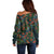 New Zealand Christmas Off Shoulder Sweater Romantic Tui Birds on Pohutukawa - Cobalt - Polynesian Pride