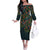 New Zealand Christmas Off The Shoulder Long Sleeve Dress Romantic Tui Birds on Pohutukawa - Cobalt - Polynesian Pride