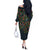 New Zealand Christmas Off The Shoulder Long Sleeve Dress Romantic Tui Birds on Pohutukawa - Cobalt - Polynesian Pride