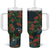 New Zealand Christmas Tumbler With Handle Romantic Tui Birds on Pohutukawa - Cobalt - Polynesian Pride