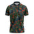 New Zealand Christmas Zipper Polo Shirt Romantic Tui Birds on Pohutukawa - Cobalt - Polynesian Pride