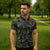 New Zealand Christmas Zipper Polo Shirt Romantic Tui Birds on Pohutukawa - Cobalt - Polynesian Pride