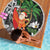 Polynesian Beach Blanket Tropical Santa - Plumeria Black Vintage