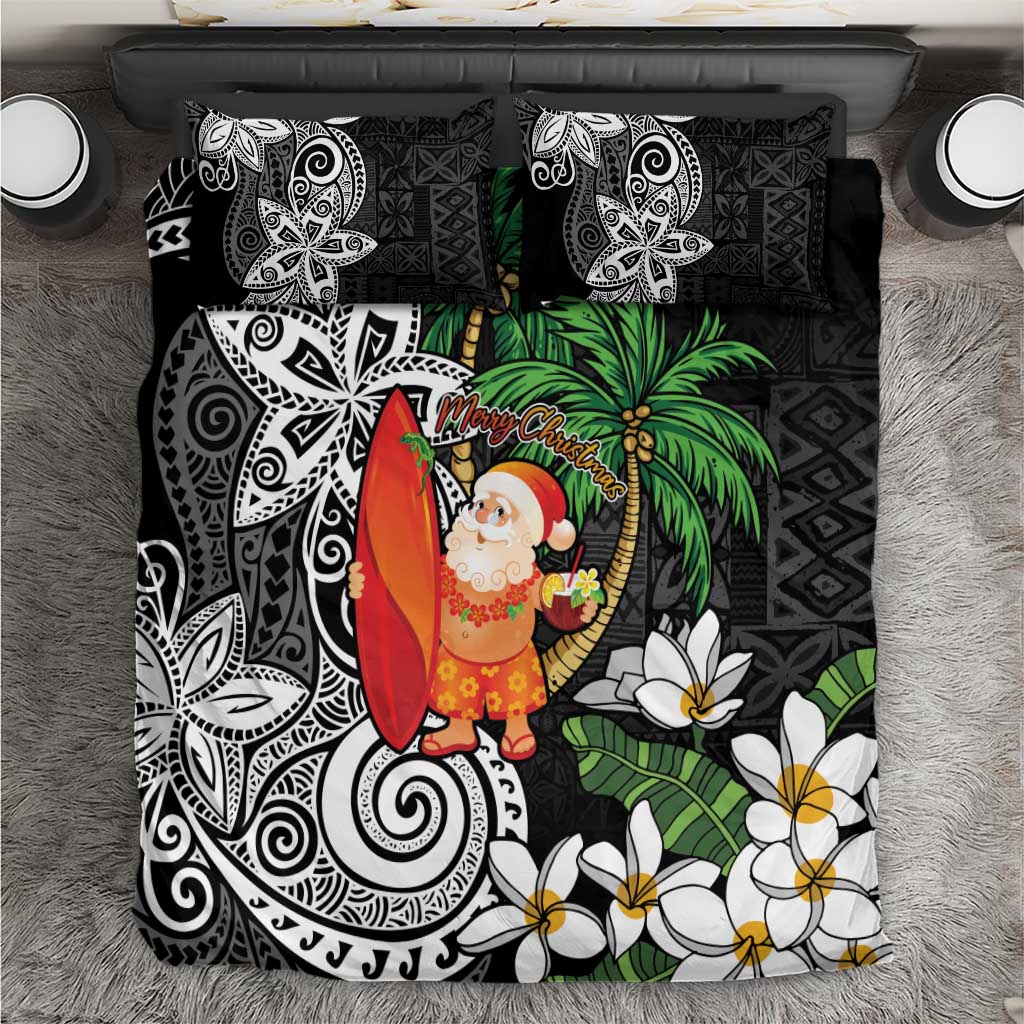 Polynesian Bedding Set Tropical Santa - Plumeria Black Vintage LT7 Black - Polynesian Pride