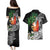 Polynesian Couples Matching Puletasi and Hawaiian Shirt Tropical Santa - Plumeria Black Vintage