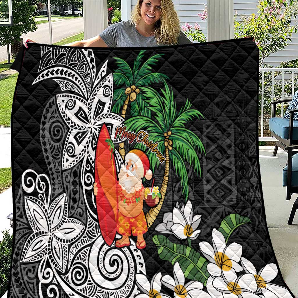 Polynesian Quilt Tropical Santa - Plumeria Black Vintage LT7 Black - Polynesian Pride