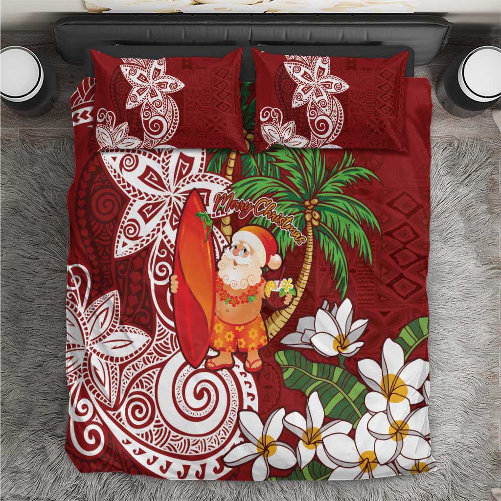 Polynesian Bedding Set Tropical Santa - Plumeria Red Vintage LT7 Red - Polynesian Pride