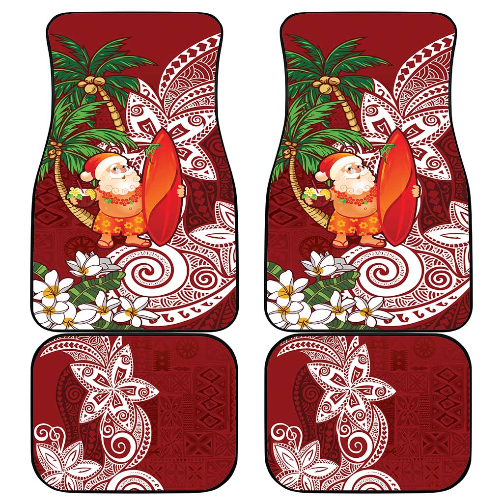 Polynesian Car Mats Tropical Santa - Plumeria Red Vintage