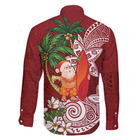 Polynesian Family Matching Tank Maxi Dress and Hawaiian Shirt Tropical Santa - Plumeria Red Vintage LT7 - Polynesian Pride