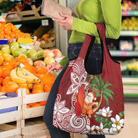 Polynesian Grocery Bag Tropical Santa - Plumeria Red Vintage