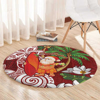 Polynesian Round Carpet Tropical Santa - Plumeria Red Vintage LT7 - Polynesian Pride