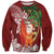 Polynesian Sweatshirt Tropical Santa - Plumeria Red Vintage