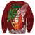 Polynesian Sweatshirt Tropical Santa - Plumeria Red Vintage