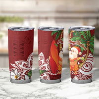 Polynesian Tumbler Cup Tropical Santa - Plumeria Red Vintage
