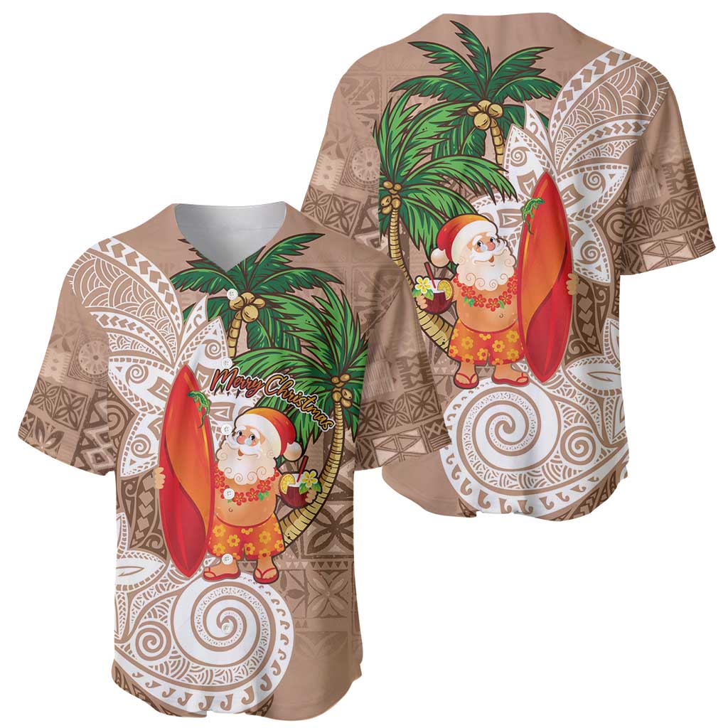Polynesian Baseball Jersey Tropical Santa - Plumeria Beige Vintage LT7 - Polynesian Pride