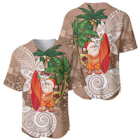 Polynesian Baseball Jersey Tropical Santa - Plumeria Beige Vintage LT7 - Polynesian Pride