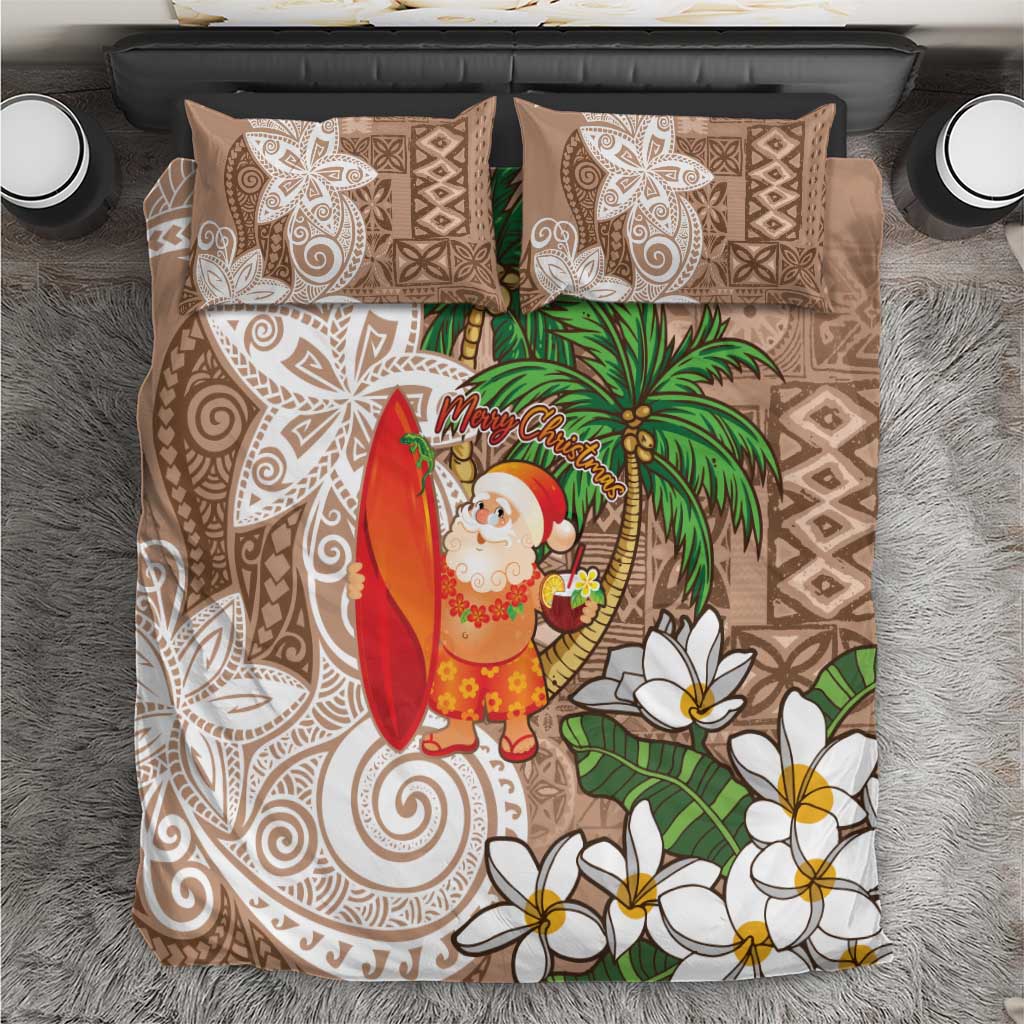 Polynesian Bedding Set Tropical Santa - Plumeria Beige Vintage LT7 Beige - Polynesian Pride