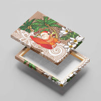Polynesian Canvas Wall Art Tropical Santa - Plumeria Beige Vintage