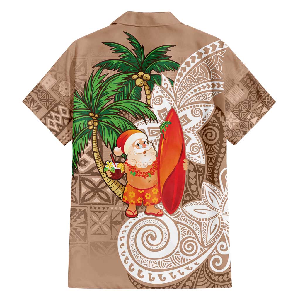 Polynesian Family Matching Tank Maxi Dress and Hawaiian Shirt Tropical Santa - Plumeria Beige Vintage LT7 - Polynesian Pride