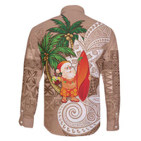 Polynesian Family Matching Tank Maxi Dress and Hawaiian Shirt Tropical Santa - Plumeria Beige Vintage LT7 - Polynesian Pride