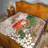 Polynesian Quilt Tropical Santa - Plumeria Beige Vintage