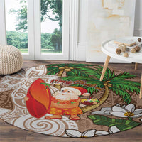 Polynesian Round Carpet Tropical Santa - Plumeria Beige Vintage LT7 - Polynesian Pride
