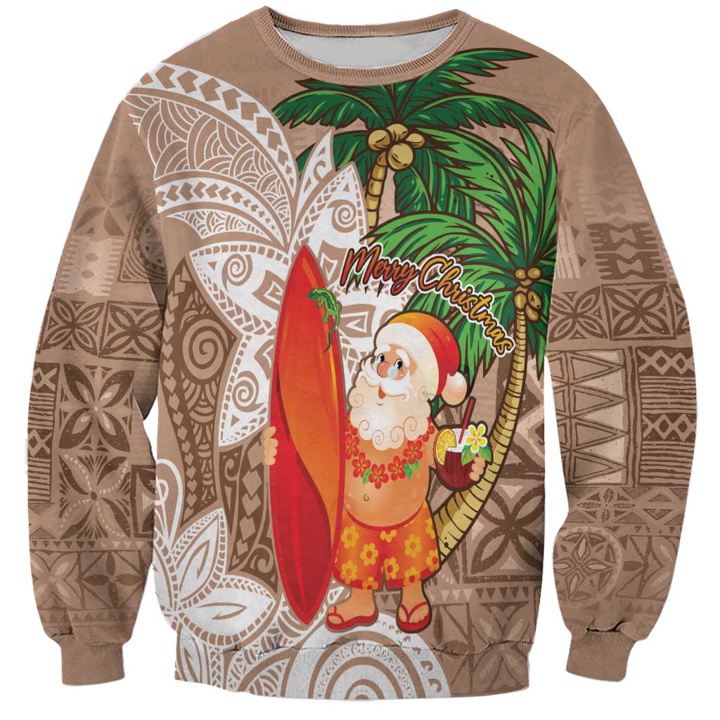 Polynesian Sweatshirt Tropical Santa - Plumeria Beige Vintage
