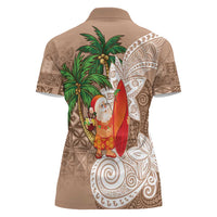 Polynesian Women Polo Shirt Tropical Santa - Plumeria Beige Vintage