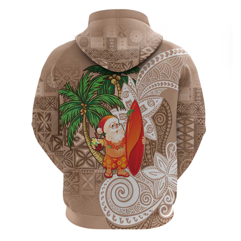 Polynesian Zip Hoodie Tropical Santa - Plumeria Beige Vintage LT7 - Polynesian Pride
