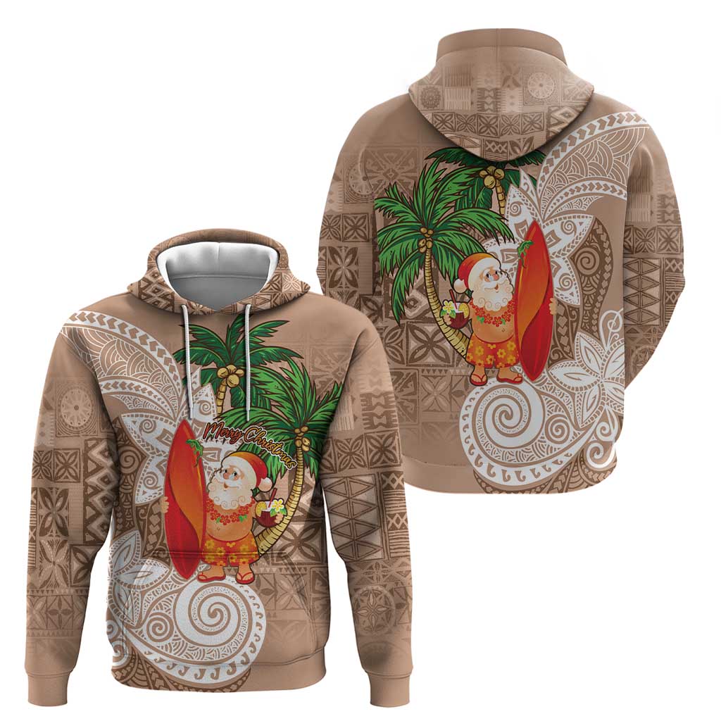 Polynesian Zip Hoodie Tropical Santa - Plumeria Beige Vintage LT7 - Polynesian Pride