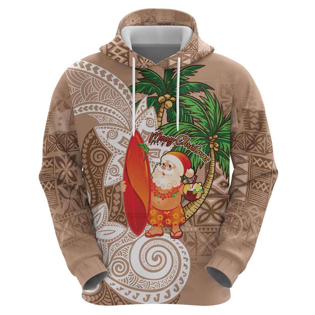 Polynesian Zip Hoodie Tropical Santa - Plumeria Beige Vintage LT7 - Polynesian Pride